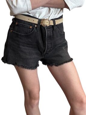 Vintage Levi’s 501
Black button fly 
Cutoff Denim shorts
30